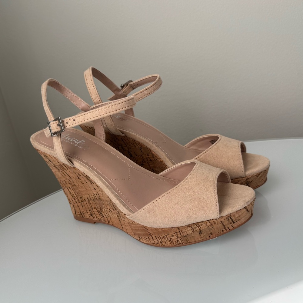 Charles by Charles David Nude Cork Wedge Sandals
